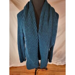 Simply Natural Designs 100% Baby Alpaca Wool Cardigan Women's   Knit Teal